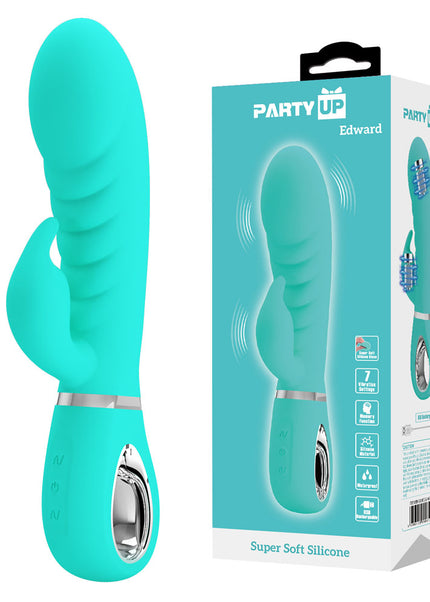 Party Up EDWARD Rabbit Vibe - Teal - Teal 20 cm USB Rechargeable Rabbit Vibrator