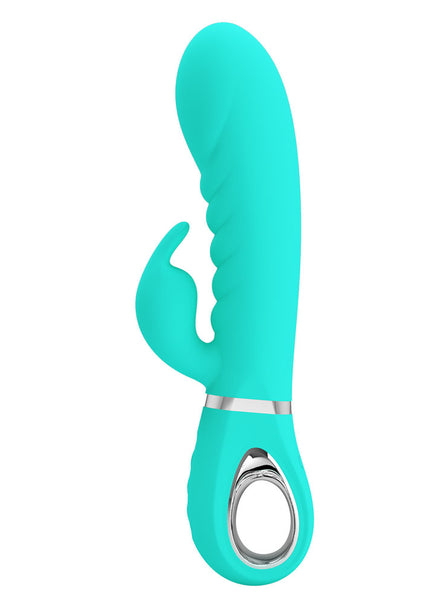 Party Up EDWARD Rabbit Vibe - Teal - Teal 20 cm USB Rechargeable Rabbit Vibrator