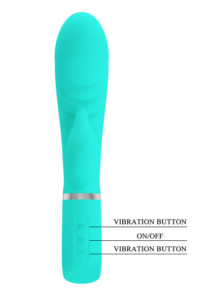 Party Up EDWARD Rabbit Vibe - Teal - Teal 20 cm USB Rechargeable Rabbit Vibrator