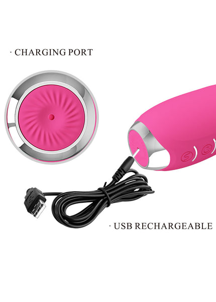 Party Up ERIC Rotating Beads Vibrator - Pink - Pink 20.5 cm USB Rechargeable Rabbit Vibrator with Rotating Bead Shaft