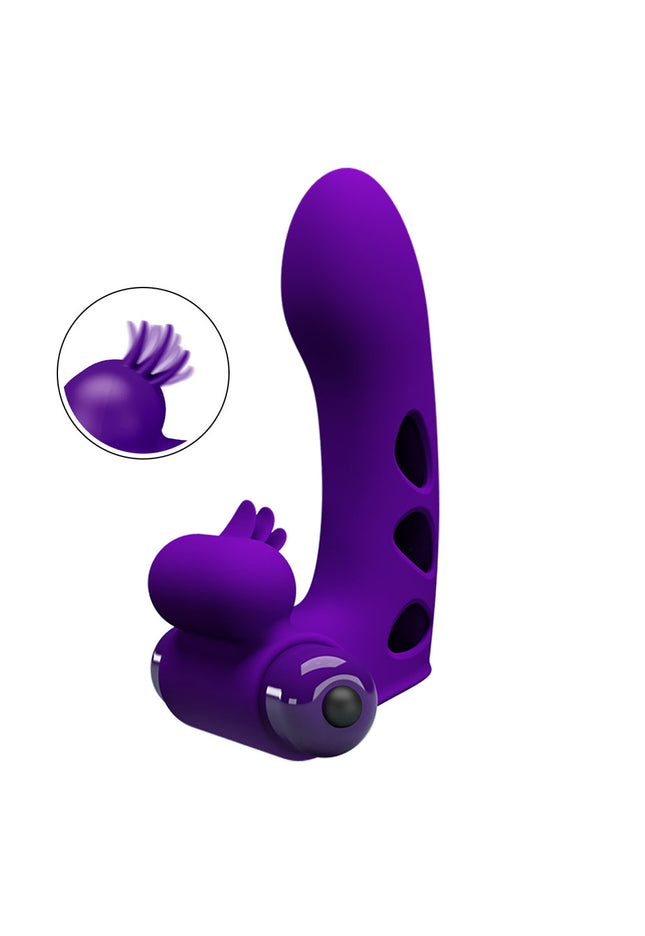 Party Up MIKE Finger Vibe - Purple - Purple Vibrating Finger Vibrator