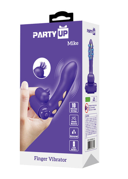 Party Up MIKE Finger Vibe - Purple - Purple Vibrating Finger Vibrator