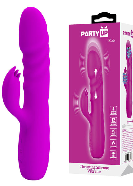 Party Up BOB Thrusting Vibe - Purple - Purple 25 cm USB Rechargeable Thrusting Rabbit Vibrator
