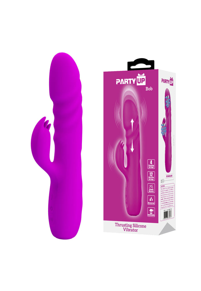 Party Up BOB Thrusting Vibe - Purple - Purple 25 cm USB Rechargeable Thrusting Rabbit Vibrator