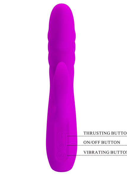 Party Up BOB Thrusting Vibe - Purple - Purple 25 cm USB Rechargeable Thrusting Rabbit Vibrator