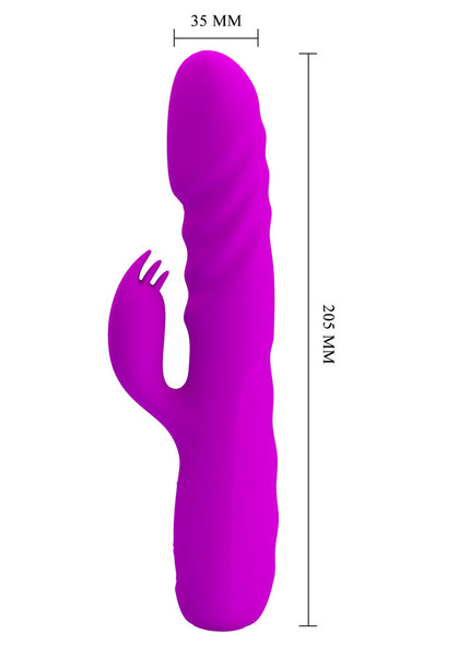 Party Up BOB Thrusting Vibe - Purple - Purple 25 cm USB Rechargeable Thrusting Rabbit Vibrator
