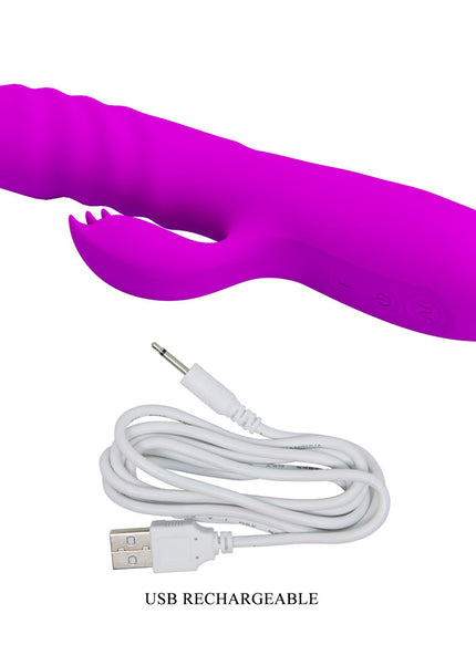 Party Up BOB Thrusting Vibe - Purple - Purple 25 cm USB Rechargeable Thrusting Rabbit Vibrator