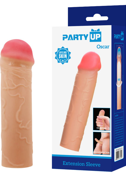 Party Up OSCAR 1 Inch Extender Sleeve - Flesh 1 Inch Penis Extender Sleeve