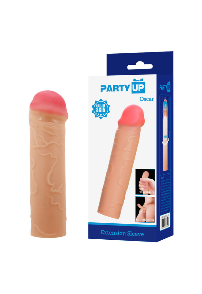Party Up OSCAR 1 Inch Extender Sleeve - Flesh 1 Inch Penis Extender Sleeve