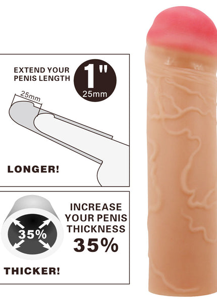 Party Up OSCAR 1 Inch Extender Sleeve - Flesh 1 Inch Penis Extender Sleeve