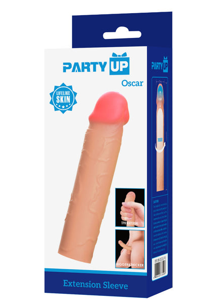 Party Up OSCAR 1 Inch Extender Sleeve - Flesh 1 Inch Penis Extender Sleeve