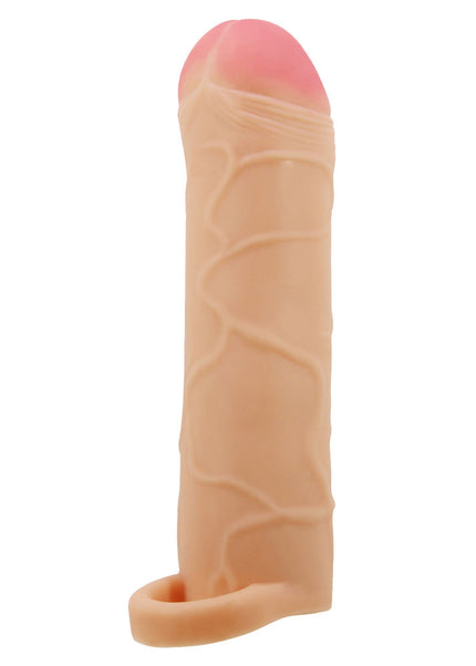 Party Up OWEN 1 Inch Extender Sleeve - Flesh 1 Inch Penis Extender Sleeve with Ball Strap