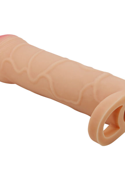 Party Up OWEN 1 Inch Extender Sleeve - Flesh 1 Inch Penis Extender Sleeve with Ball Strap