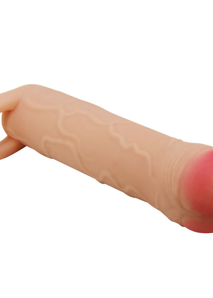 Party Up OWEN 1 Inch Extender Sleeve - Flesh 1 Inch Penis Extender Sleeve with Ball Strap