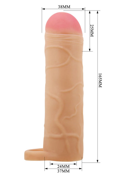 Party Up OWEN 1 Inch Extender Sleeve - Flesh 1 Inch Penis Extender Sleeve with Ball Strap