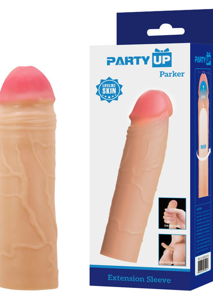 Party Up PARKER 2 Inch Extender Sleeve - Flesh 2 Inch Penis Extender Sleeve