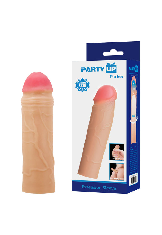 Party Up PARKER 2 Inch Extender Sleeve - Flesh 2 Inch Penis Extender Sleeve