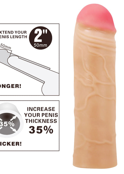 Party Up PARKER 2 Inch Extender Sleeve - Flesh 2 Inch Penis Extender Sleeve