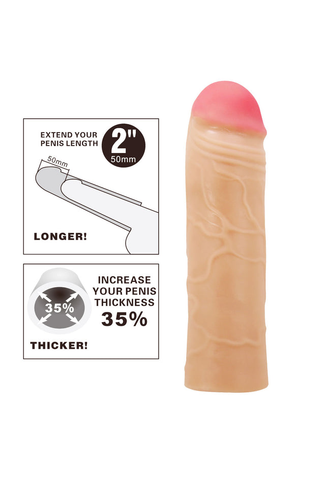 Party Up PARKER 2 Inch Extender Sleeve - Flesh 2 Inch Penis Extender Sleeve
