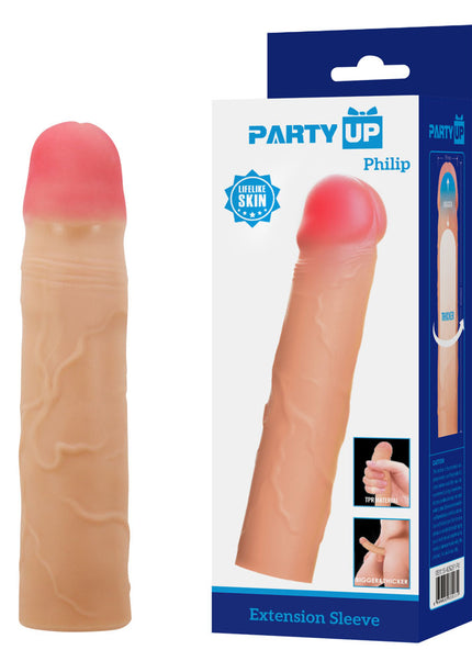 Party Up PHILIP 3 Inch Extender Sleeve - Flesh 3 Inch Penis Extender Sleeve
