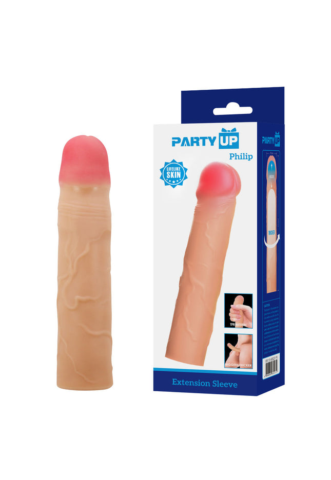Party Up PHILIP 3 Inch Extender Sleeve - Flesh 3 Inch Penis Extender Sleeve