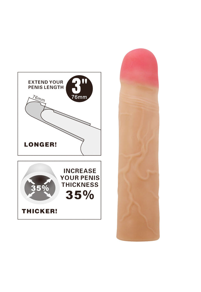 Party Up PHILIP 3 Inch Extender Sleeve - Flesh 3 Inch Penis Extender Sleeve