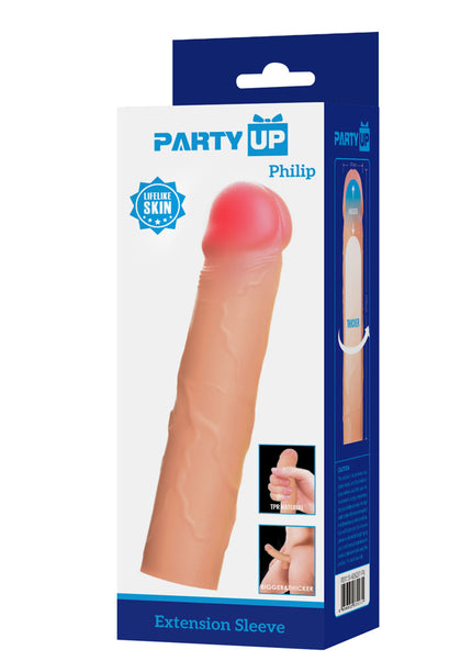 Party Up PHILIP 3 Inch Extender Sleeve - Flesh 3 Inch Penis Extender Sleeve