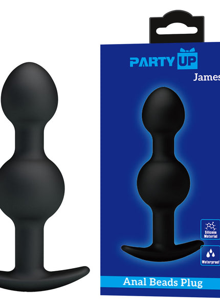 Party Up JAMES Anal Bead Plug - Black 10.4 cm Beaded Butt Plug