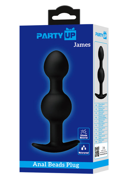 Party Up JAMES Anal Bead Plug - Black 10.4 cm Beaded Butt Plug