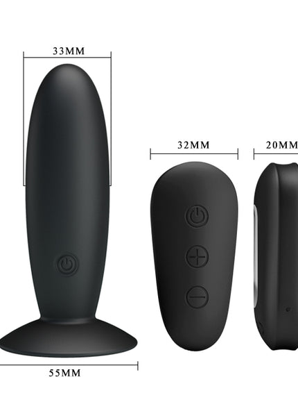 MR PLAY Remote Control Vibrating Anal Plug - Black USB Rechargeable Vibrating Butt Plug with Wireless Remote