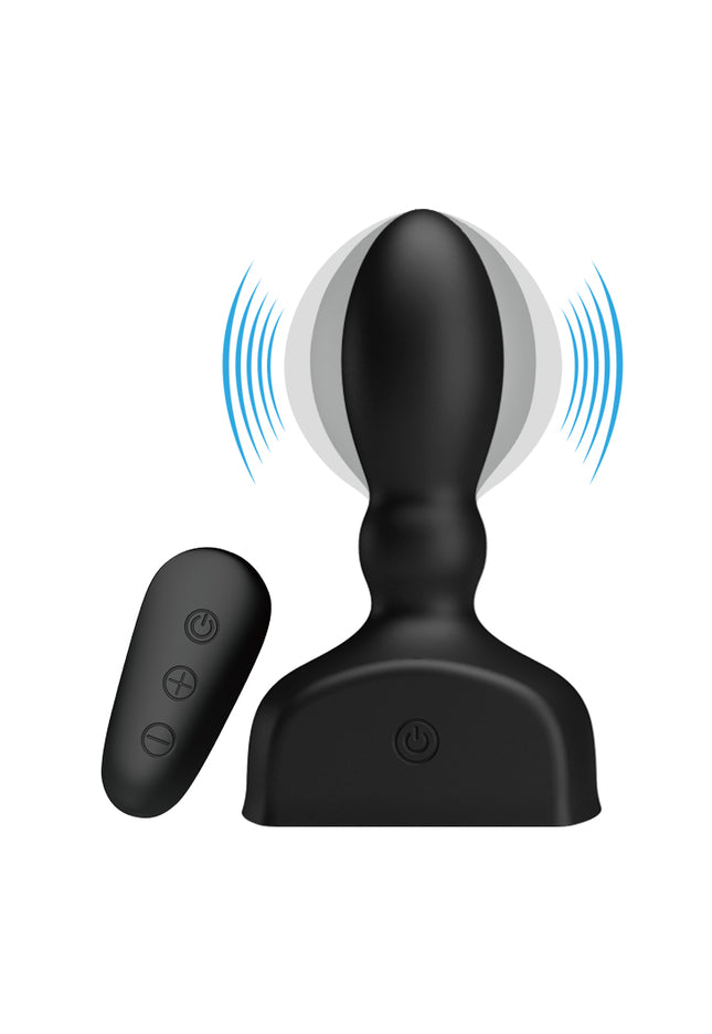 MR PLAY Inflatable Anal Plug - Black USB Rechargeable Inflatable Anal Plug with Wireless Remote