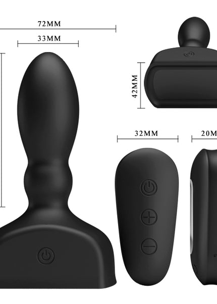 MR PLAY Inflatable Anal Plug - Black USB Rechargeable Inflatable Anal Plug with Wireless Remote