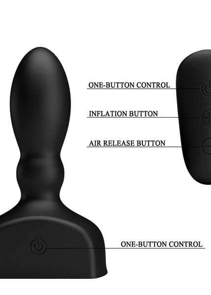 MR PLAY Inflatable Anal Plug - Black USB Rechargeable Inflatable Anal Plug with Wireless Remote