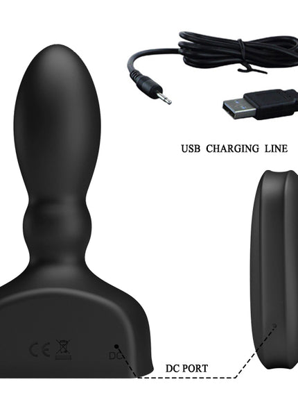 MR PLAY Inflatable Anal Plug - Black USB Rechargeable Inflatable Anal Plug with Wireless Remote