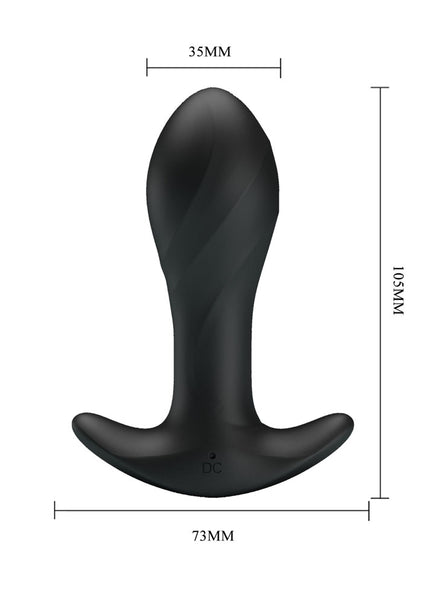 Party Up KEITH Vibrating Plug - Black 10.5 cm USB Rechargeable Vibrating Butt Plug
