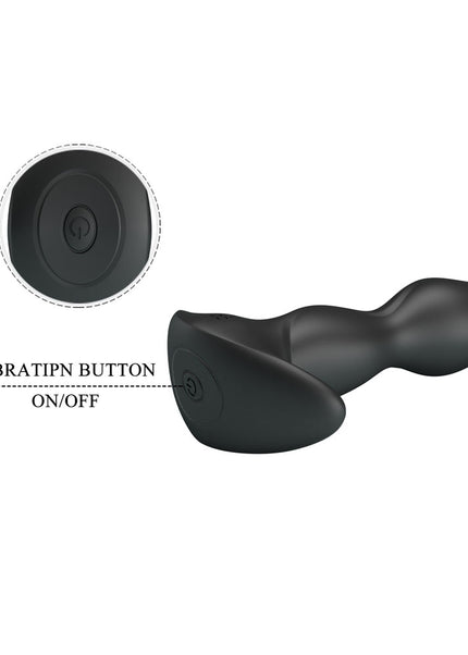 Party Up JIM Vibrating Plug - Black 14.5 cm USB Rechargeable Vibrating Butt Plug