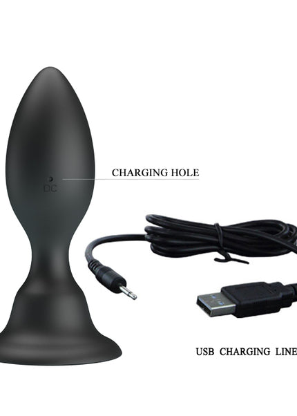 MR PLAY Vibrating Anal Plug - Black 10.8 cm USB Rechargeable Vibrating Butt Plug with Remote