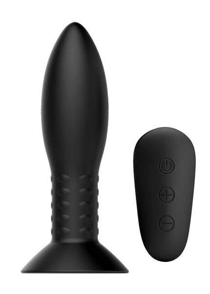 MR PLAY Rotation Beads Anal Plug - Black USB Rechargeable Beaded Butt Plug with Wireless Remote