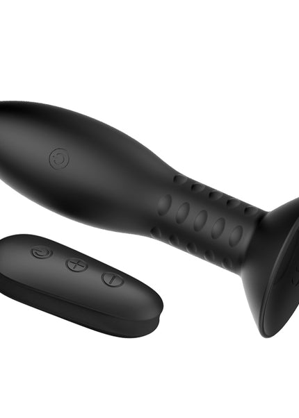 MR PLAY Rotation Beads Anal Plug - Black USB Rechargeable Beaded Butt Plug with Wireless Remote
