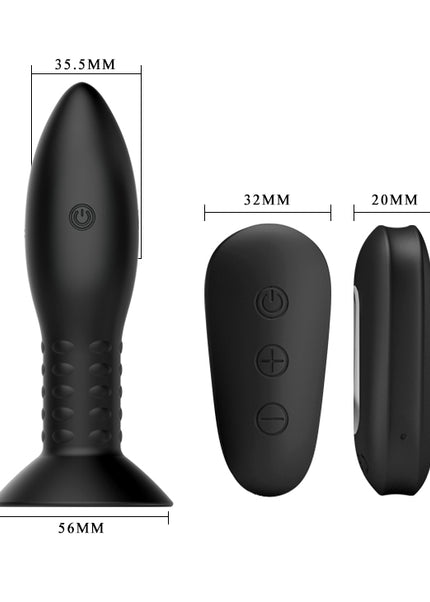 MR PLAY Rotation Beads Anal Plug - Black USB Rechargeable Beaded Butt Plug with Wireless Remote