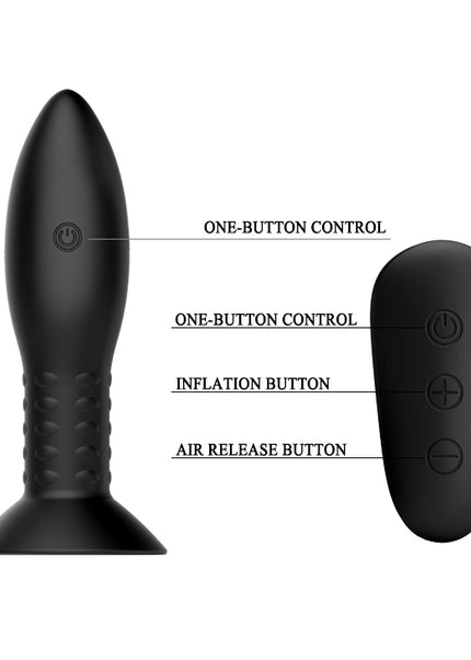 MR PLAY Rotation Beads Anal Plug - Black USB Rechargeable Beaded Butt Plug with Wireless Remote