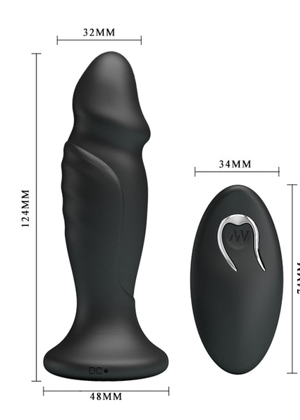 MR PLAY Powerful Vibrating Anal Plug - Black 12.4 cm USB Rechargeable Vibrating Anal Plug with Remote