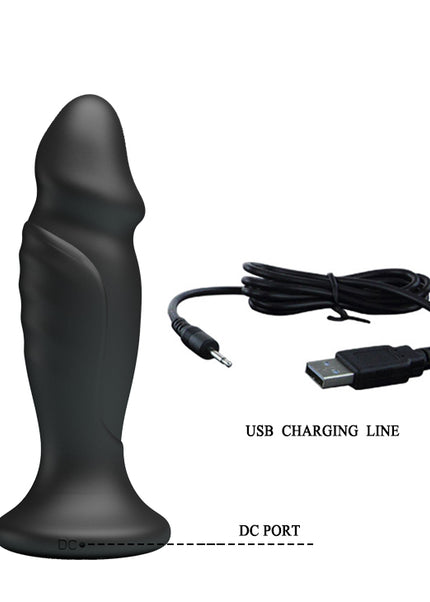 MR PLAY Powerful Vibrating Anal Plug - Black 12.4 cm USB Rechargeable Vibrating Anal Plug with Remote