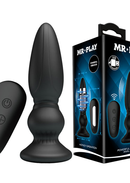 MR PLAY Powerful Vibrating Anal Plug - Black 12.5 cm USB Rechargeable Vibrating Anal Plug with Remote