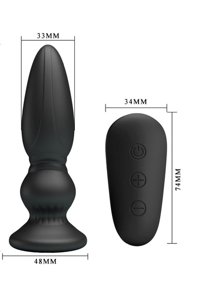 MR PLAY Powerful Vibrating Anal Plug - Black 12.5 cm USB Rechargeable Vibrating Anal Plug with Remote