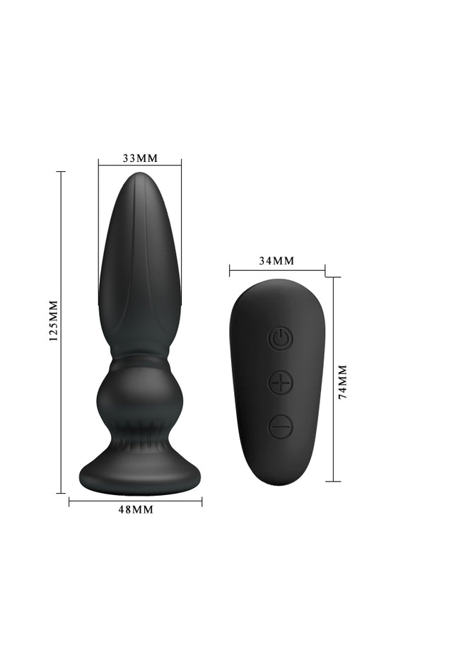 MR PLAY Powerful Vibrating Anal Plug - Black 12.5 cm USB Rechargeable Vibrating Anal Plug with Remote