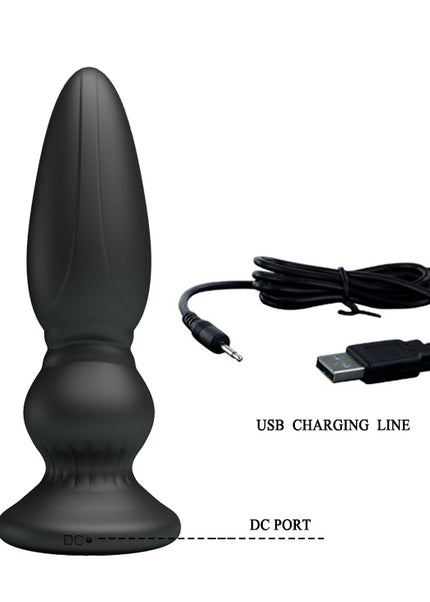 MR PLAY Powerful Vibrating Anal Plug - Black 12.5 cm USB Rechargeable Vibrating Anal Plug with Remote