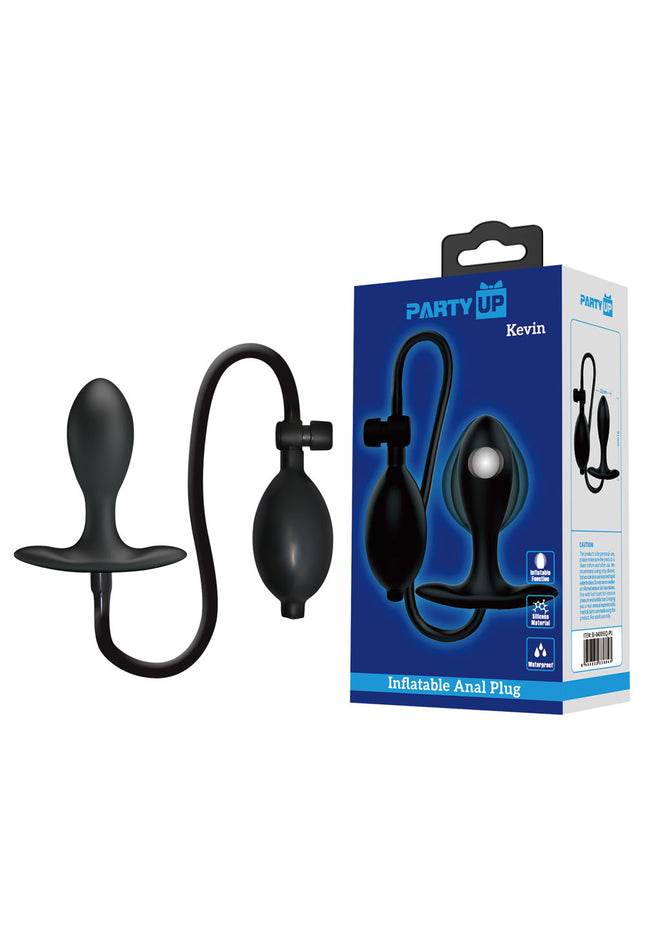 Party Up KEVIN Inflatable Butt Plug - Black 9.1 cm Inflatable Butt Plug