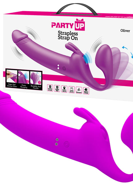 Party Up OLIVER Strapless Strap-On - Purple 28.3 cm USB Rechargeable Strapless Strap-On
