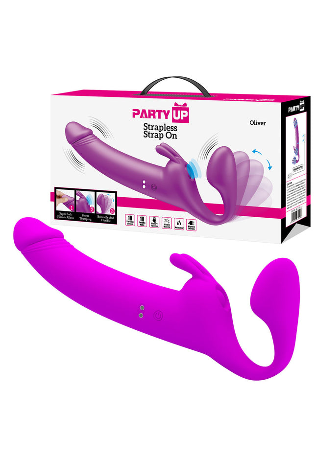 Party Up OLIVER Strapless Strap-On - Purple 28.3 cm USB Rechargeable Strapless Strap-On